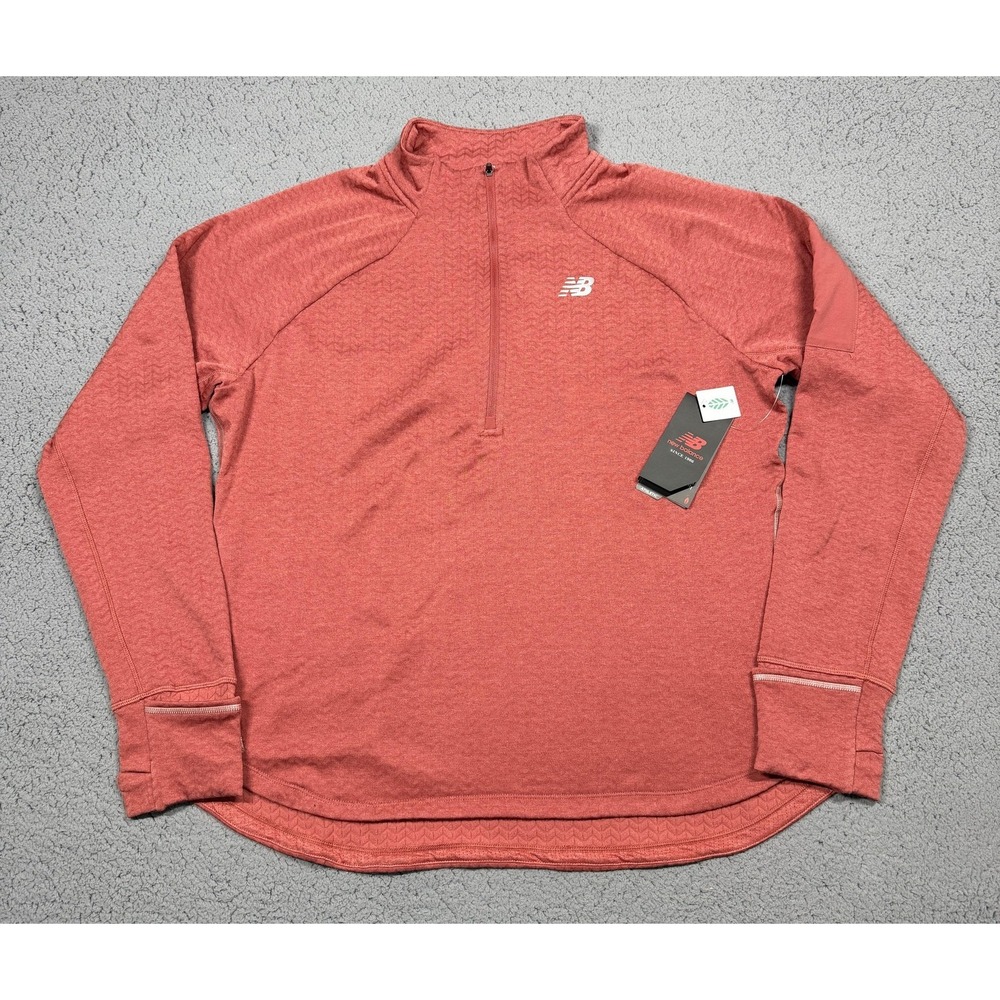 NWT New Balance NB Heat Pullover Womens XL Pink 1/2 Zip Long Sleeve Running Top